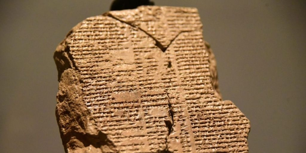 The Epic of Gilgamesh, written on a stone tablet