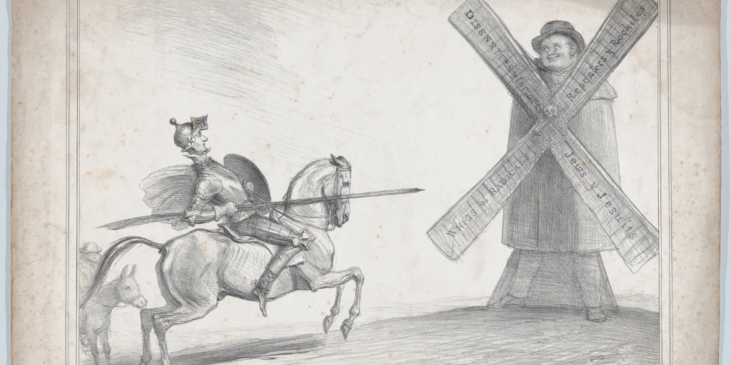 Image from 17th century European novel, Don Quixote